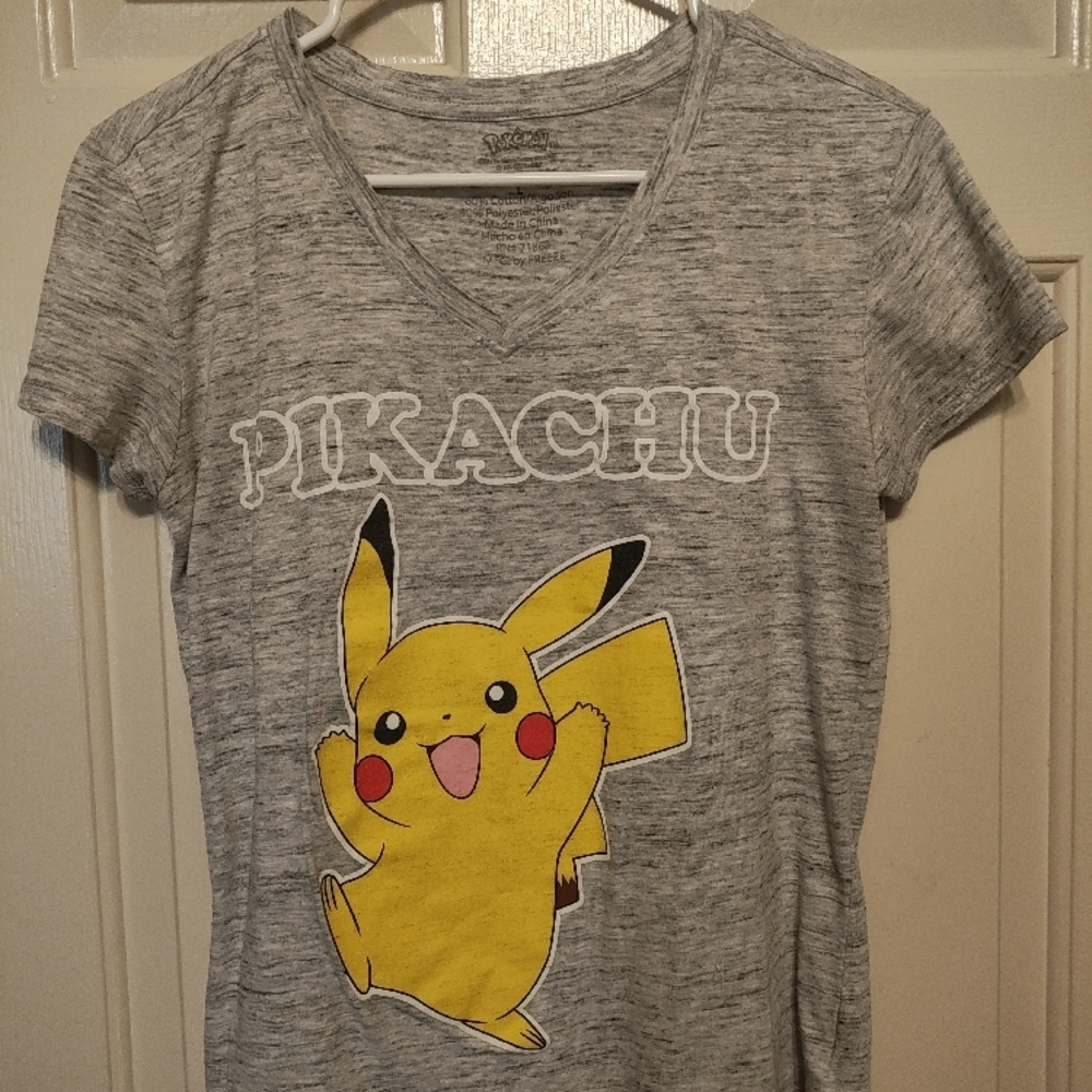 Gray Pikachu Graphic T-Shirt